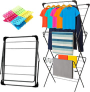3 Tier Clothes Airer Folding Laundry Drying Rack Space Saving Indoor Outdoor