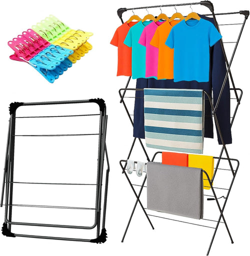 3 Tier Clothes Airer Folding Laundry Drying Rack Space Saving Indoor Outdoor