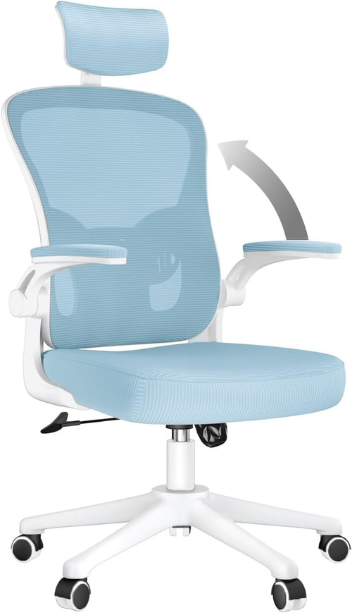 Blue Ergonomic Office Chair Mesh Back Adjustable Lumbar Arm Head Support Desk