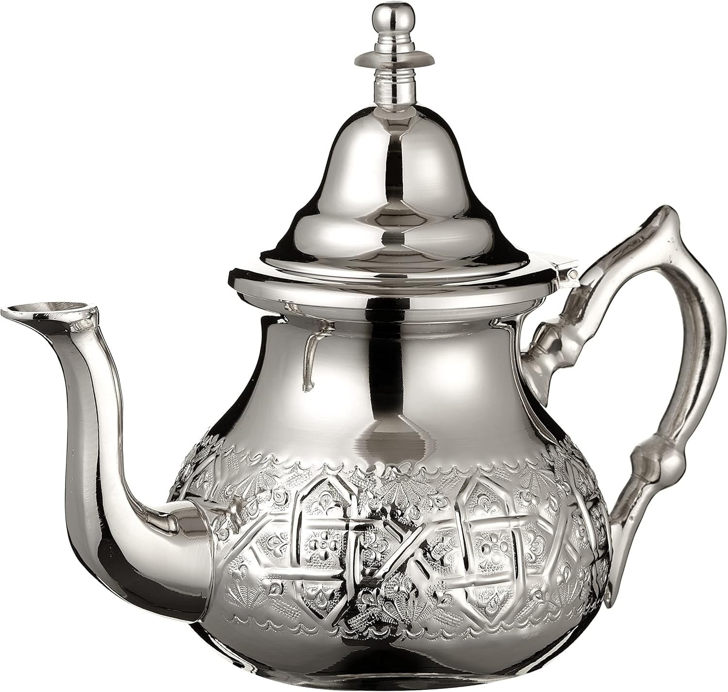 Moroccan Silver Teapot 1L Handmade Engraved Mint Tea Pot with Filter