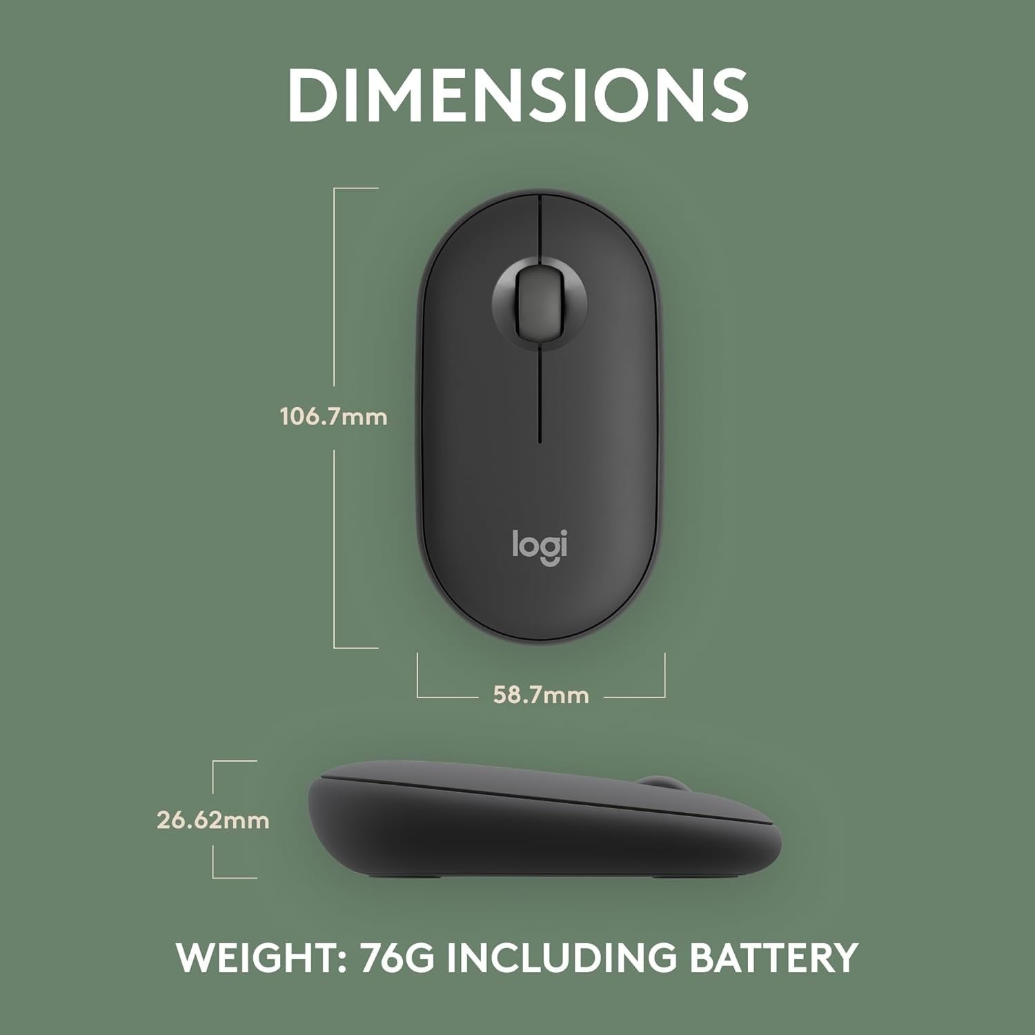 Slim Bluetooth Wireless Mouse Silent Clicks Portable Lightweight Office Travel