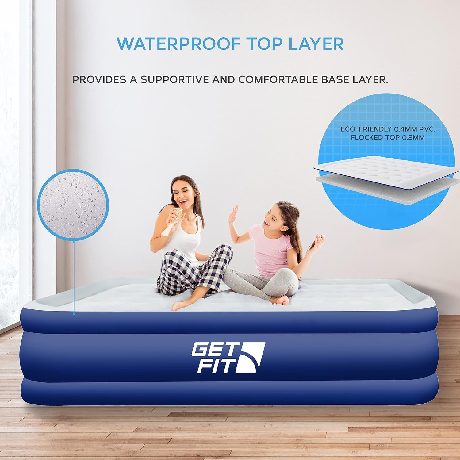 King Size Electric Air Bed with 2 Inflatable Pillows – Quick Inflate, Outdoor &
