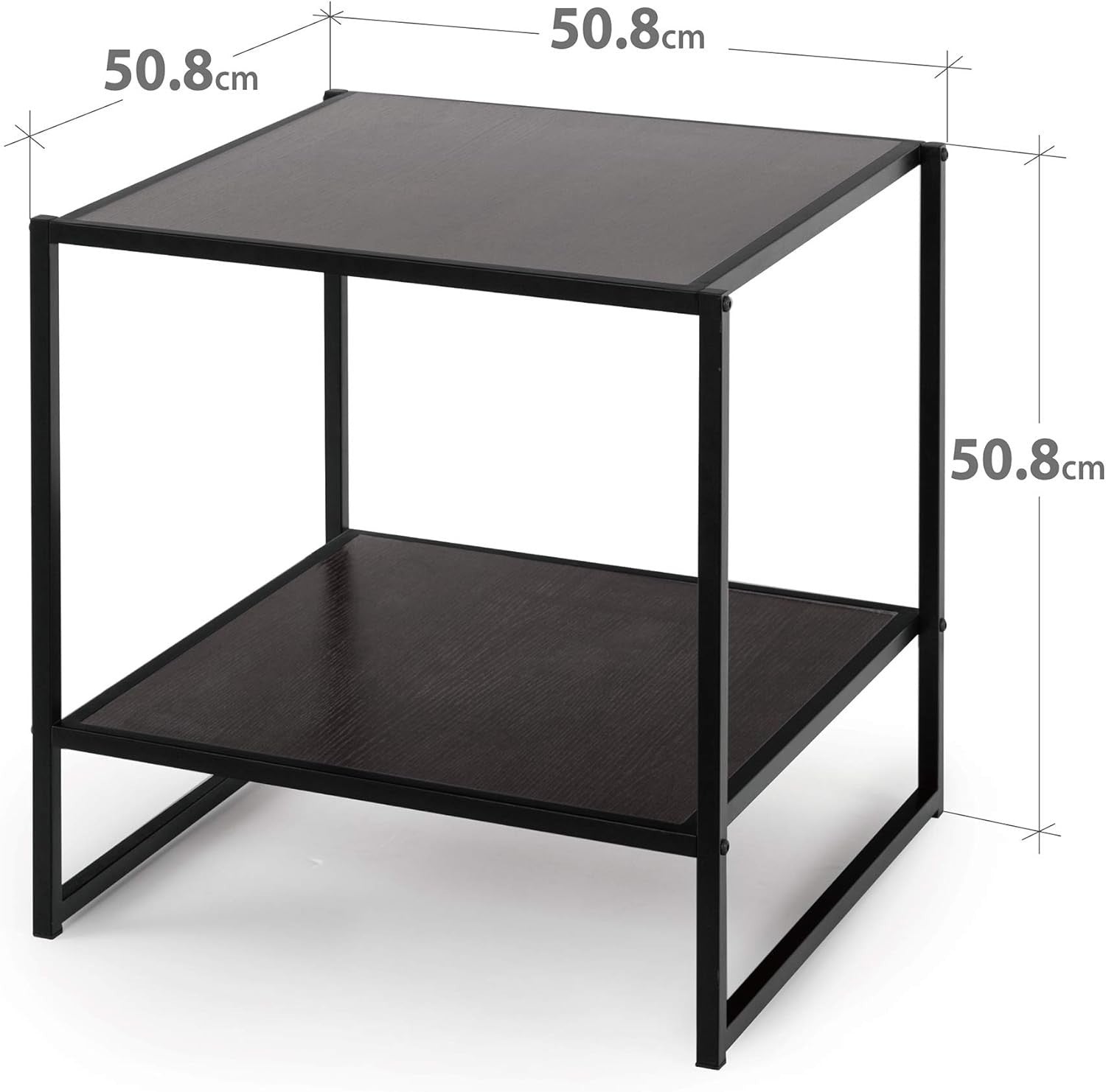 Square Side Table 51x51x51 cm | Nightstand & End Table w/ Shelf