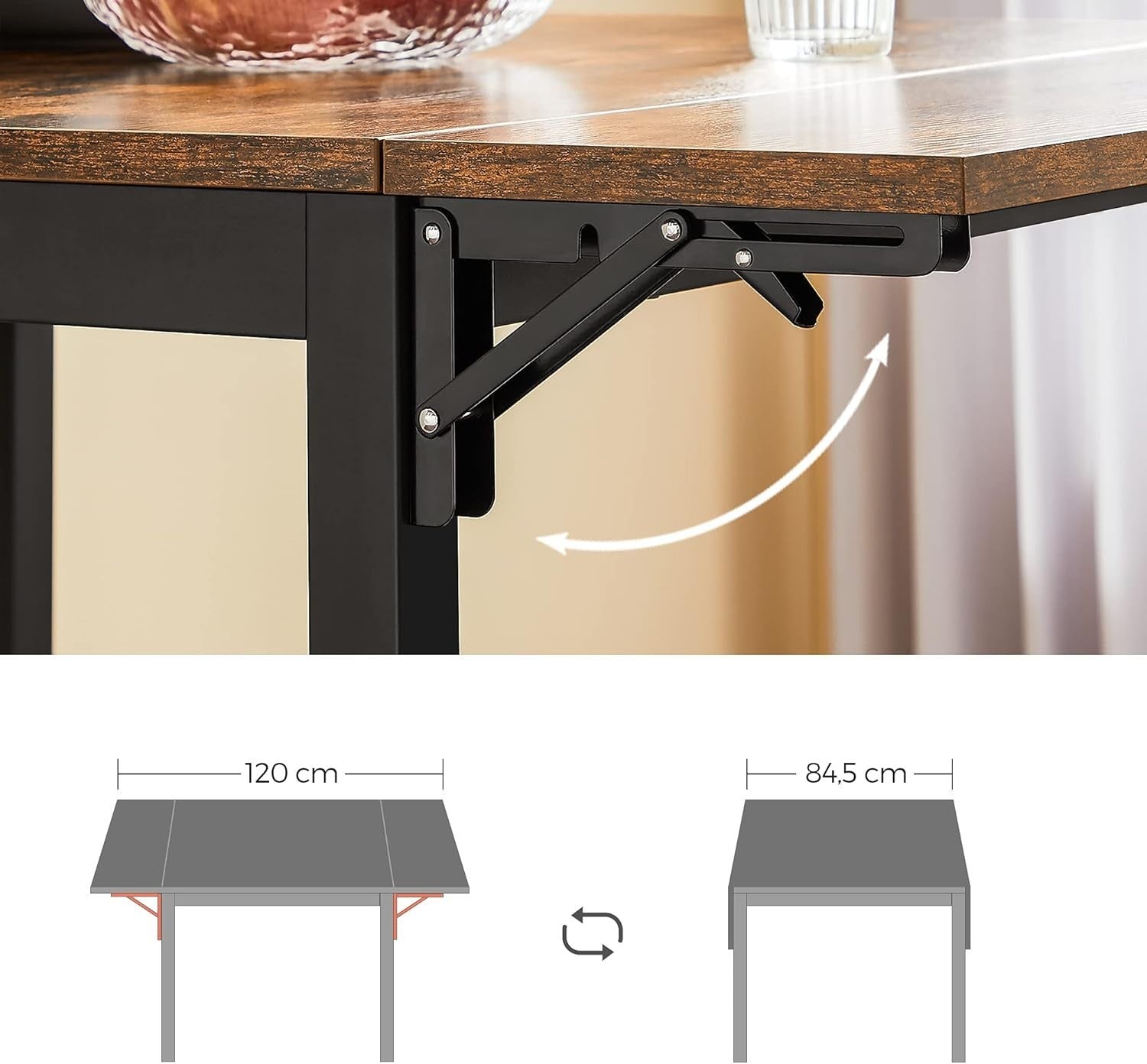 Space-Saving Folding Drop Leaf Dining Table Seats 2-4 Rustic Brown
