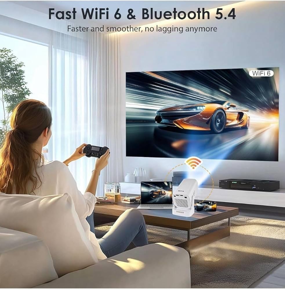 Native 1080P WiFi Android Smart Projector 12000 Lumens Portable Home Theater