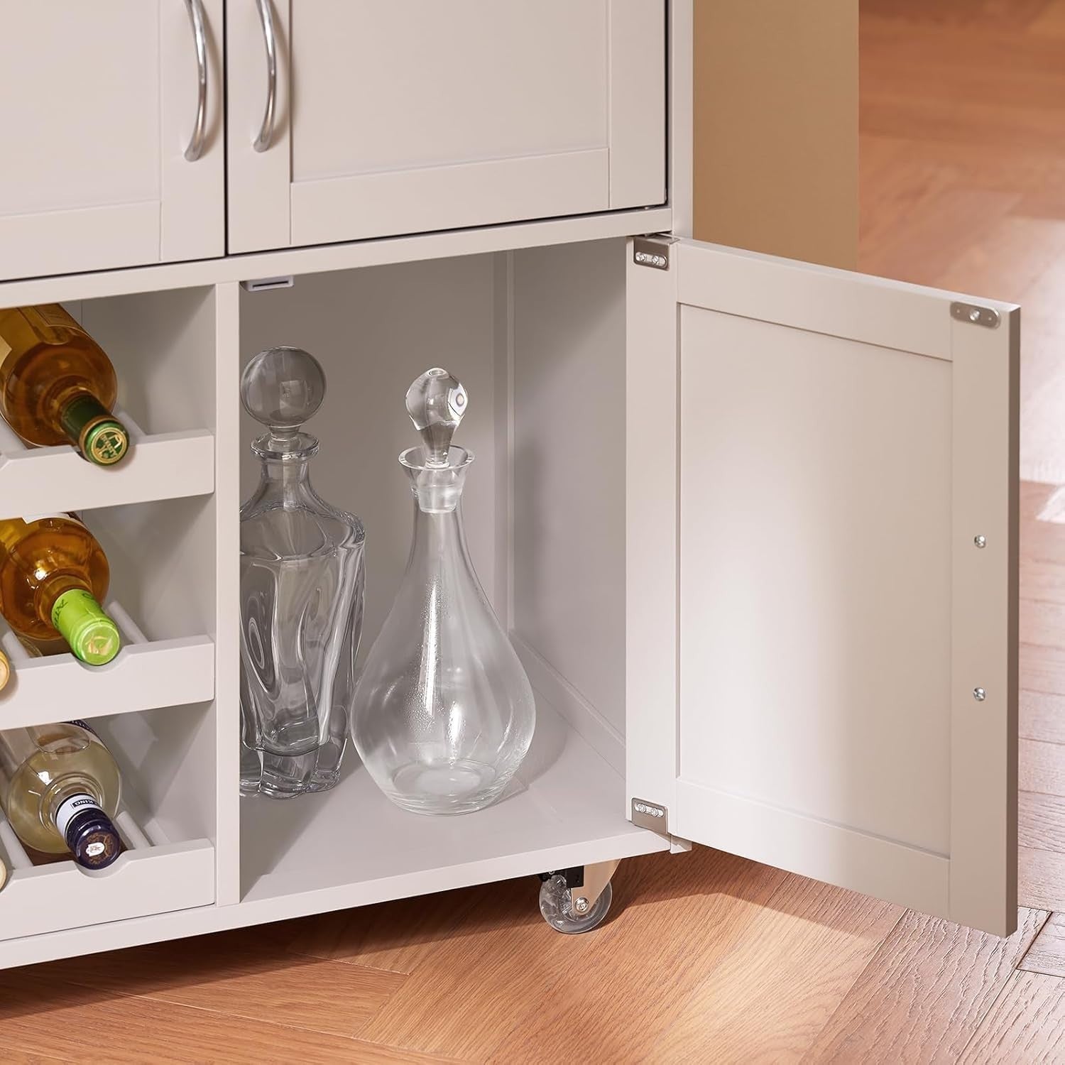 Kitchen Storage Trolley on Wheels Wine Rack Mobile Island