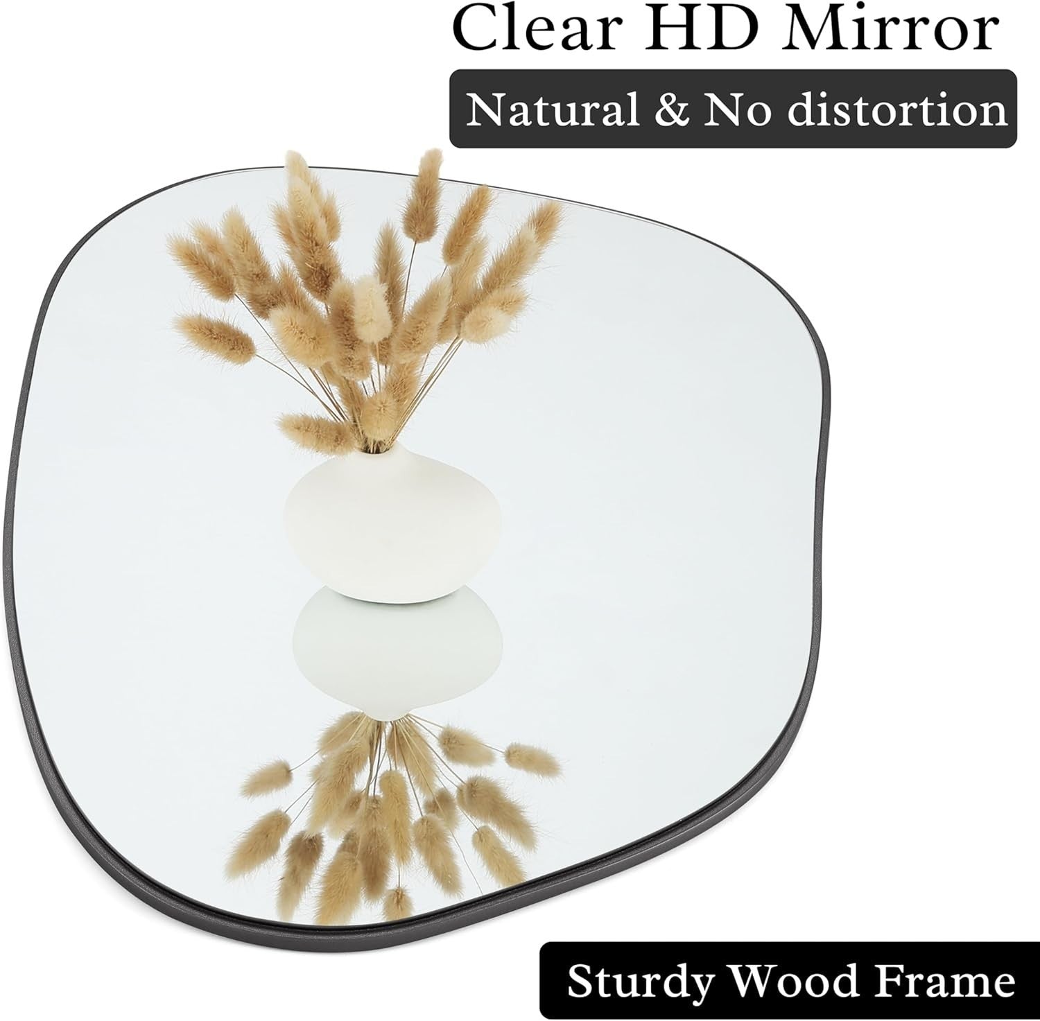Modern Black Wall Mirror 69x48cm Irregular Vanity Mirror for Hallway