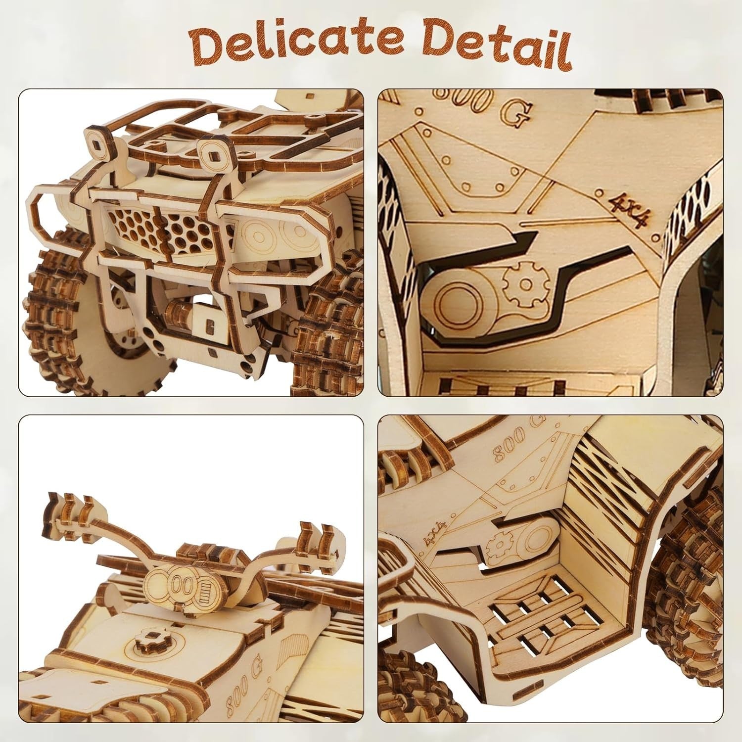 3D Wooden Motorcycle ATV Puzzle DIY Model Kit, Mechanical Fun, 417 PCS