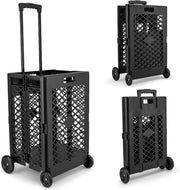 4-Wheel Foldable Shopping Trolley 65L Portable Cart Black Lightweight