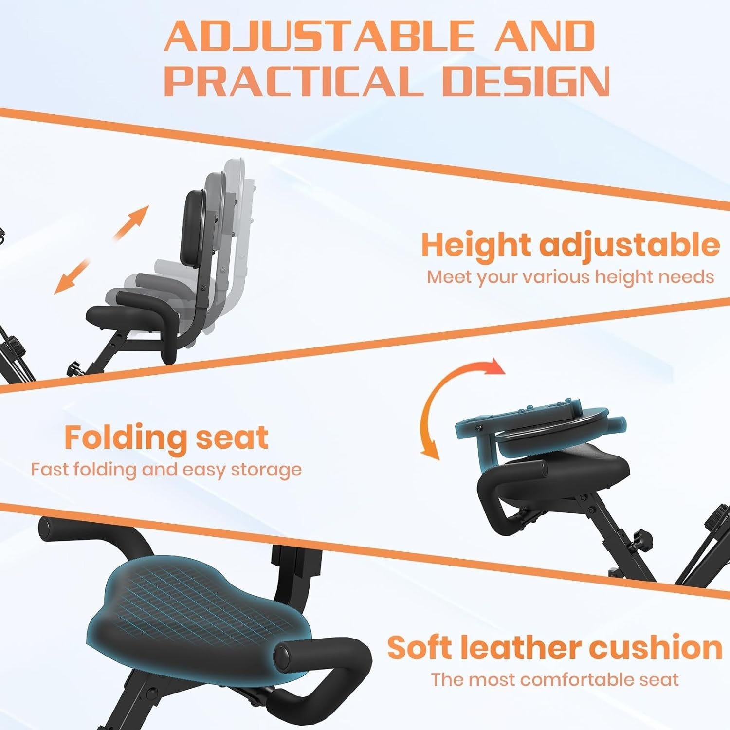 Foldable Magnetic Exercise Bike w/ LCD Monitor, 8 Levels & Heart Rate Sensors