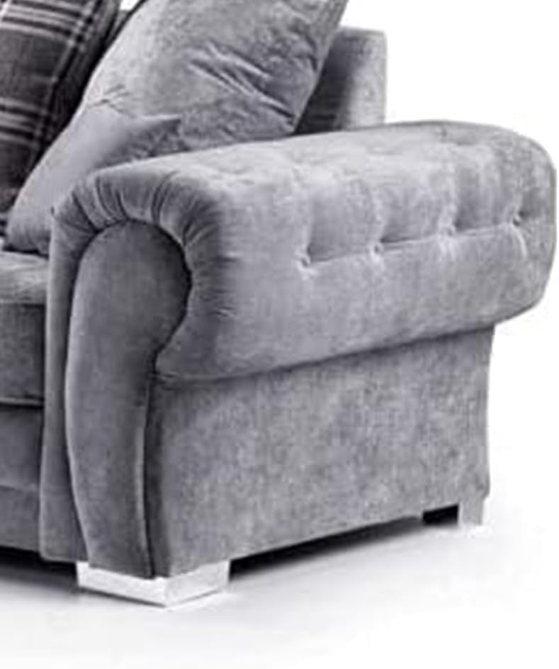 Luxury Grey 2C2 Corner Sofa - Comfy Scatter Back 5 Seater Modular Couch
