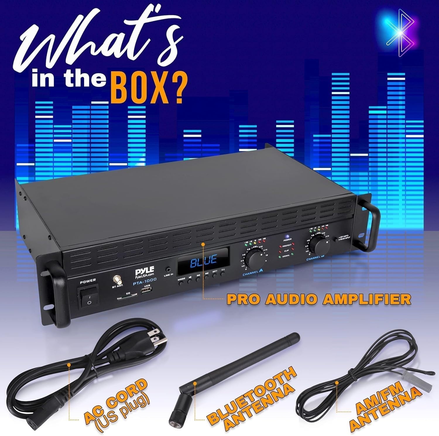2000W Bluetooth Stereo Power Amplifier Rack Mount DJ Home