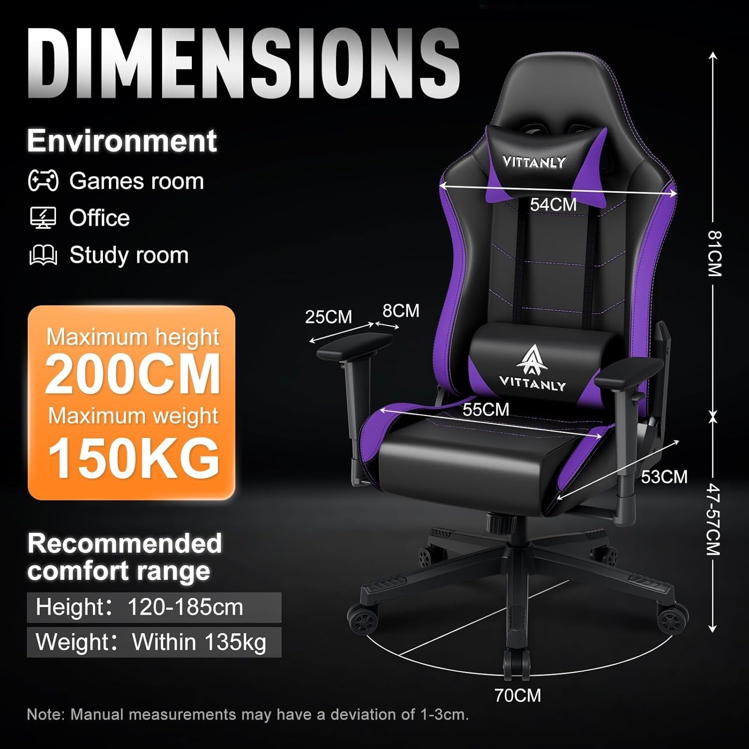 Ergonomic Gaming Chair Reclining Swivel PC Desk Chair Purple