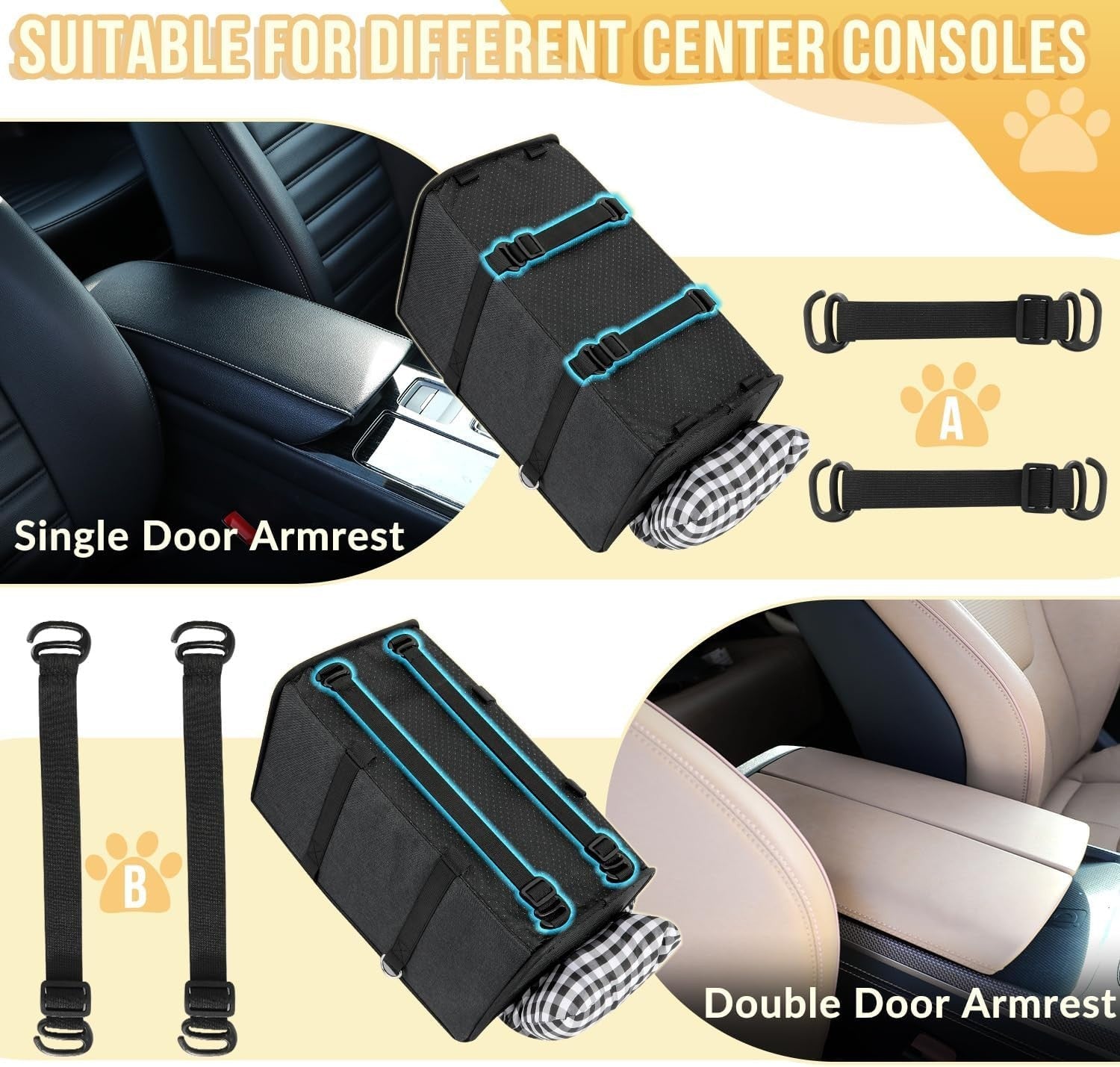 Console Dog Car Seat Booster Carrier Safety Belt Travel Bed Small Puppy