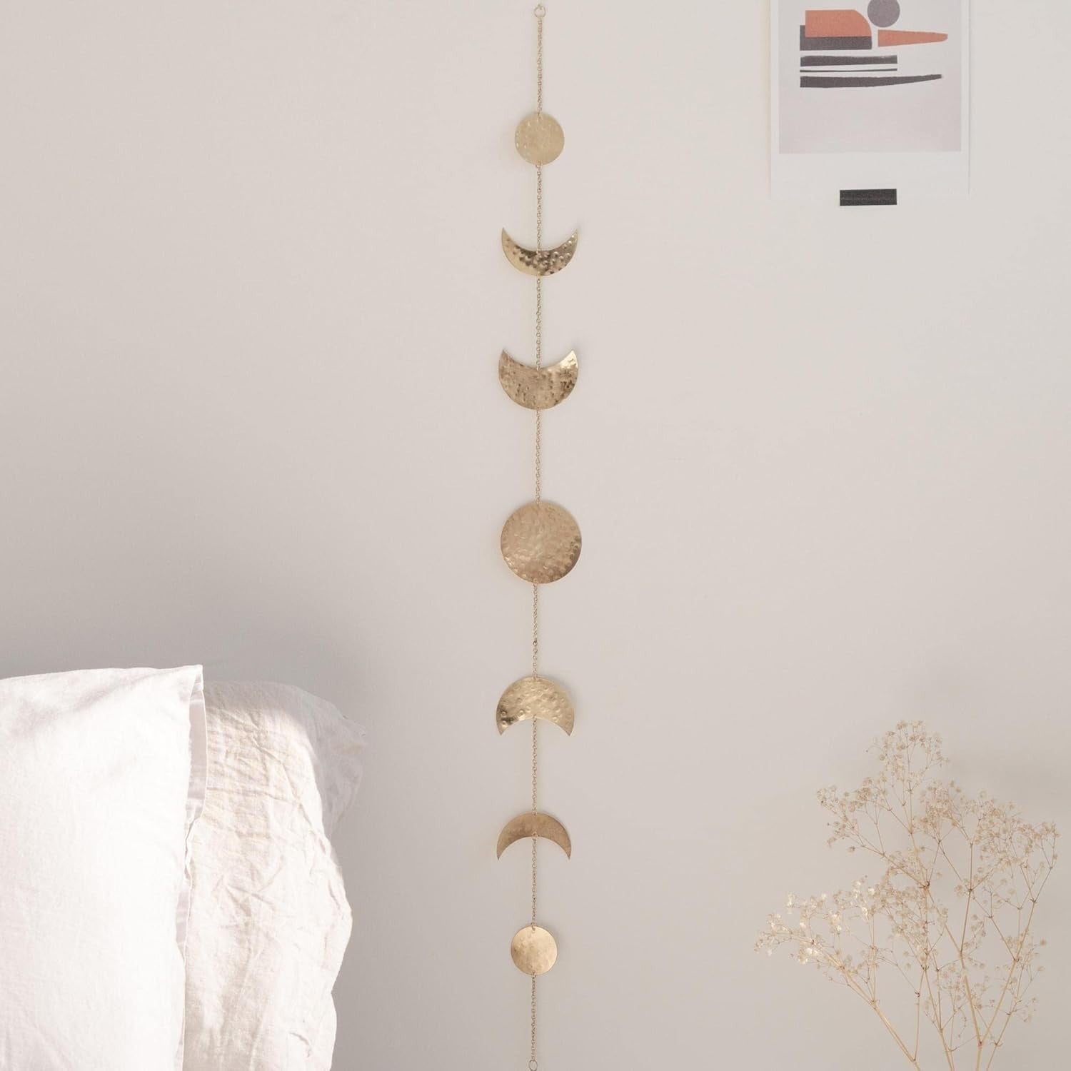 Handmade Gold Moon Phase Wall Decor 34" Boho Celestial Art
