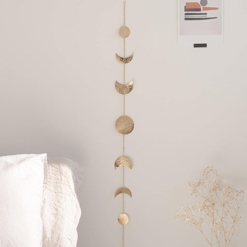 Handmade Gold Moon Phase Wall Decor 34" Boho Celestial Art