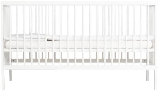 Space Saving Baby Wooden Cot Bed Adjustable Height Toddler Bed White