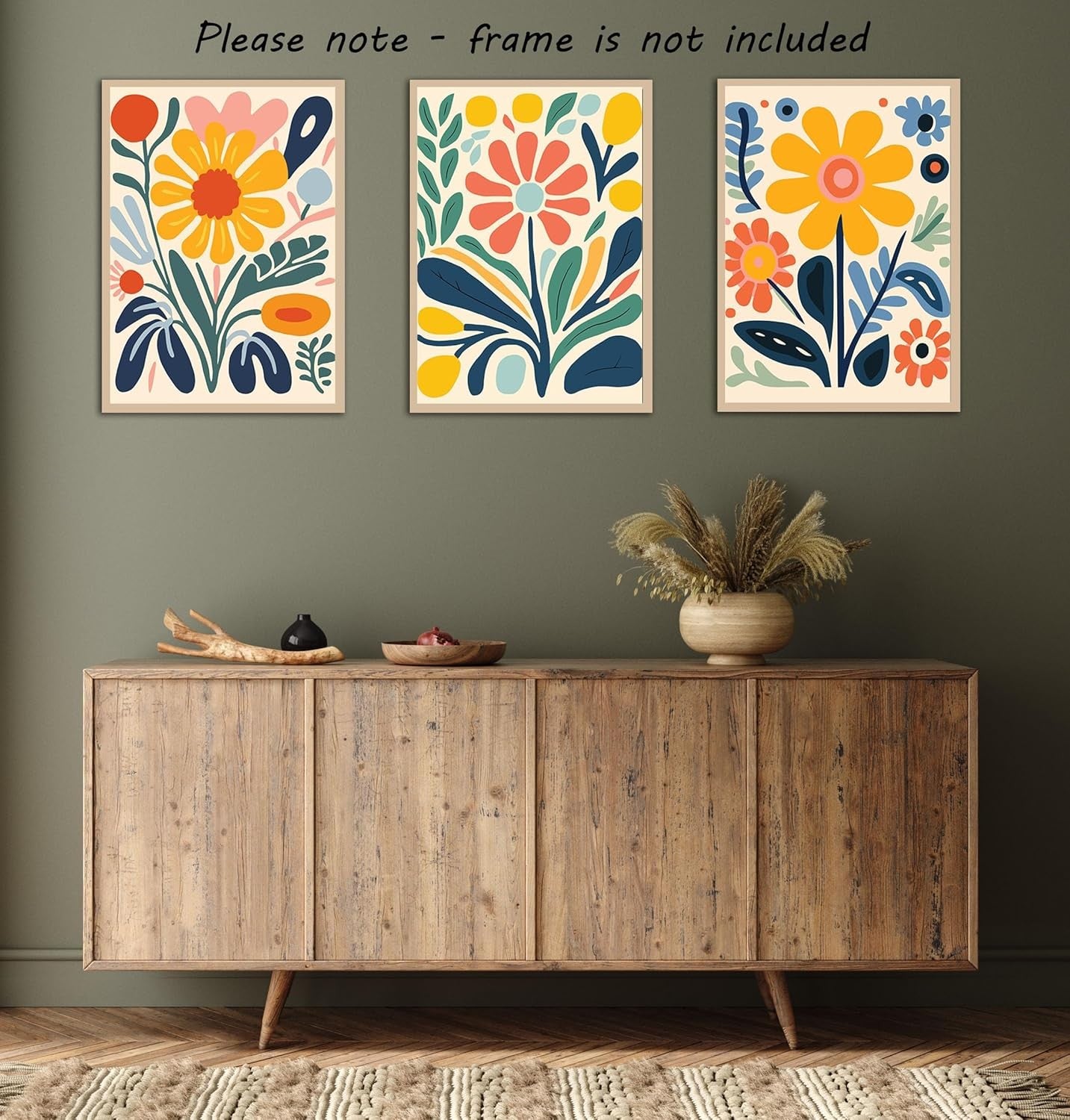 Retro Floral Wall Art Set of 3 A4 Unframed Groovy Posters