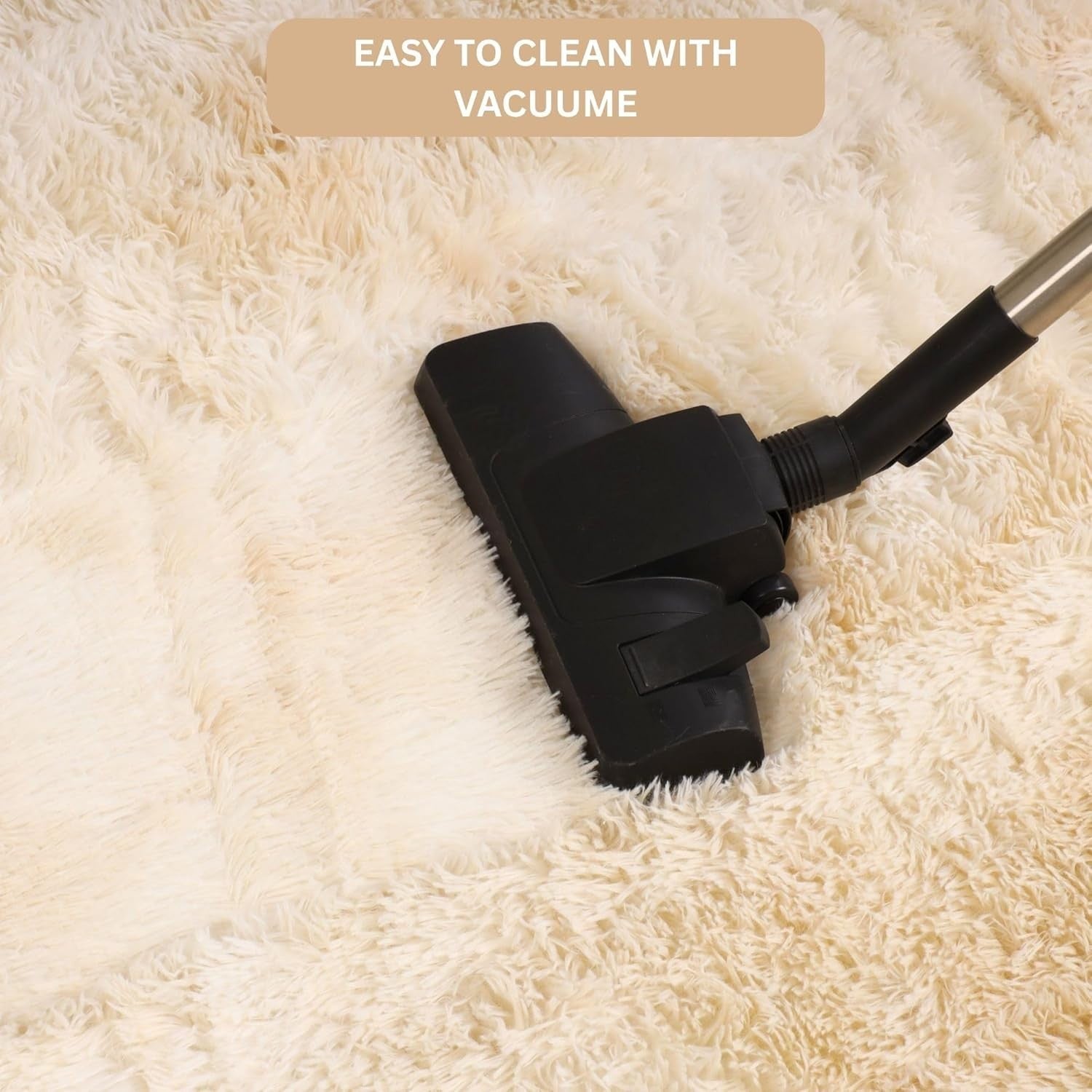 Cream Runner Rug 80x300cm Fluffy Shaggy Tie Dye Non Slip Thick Pile Carpet