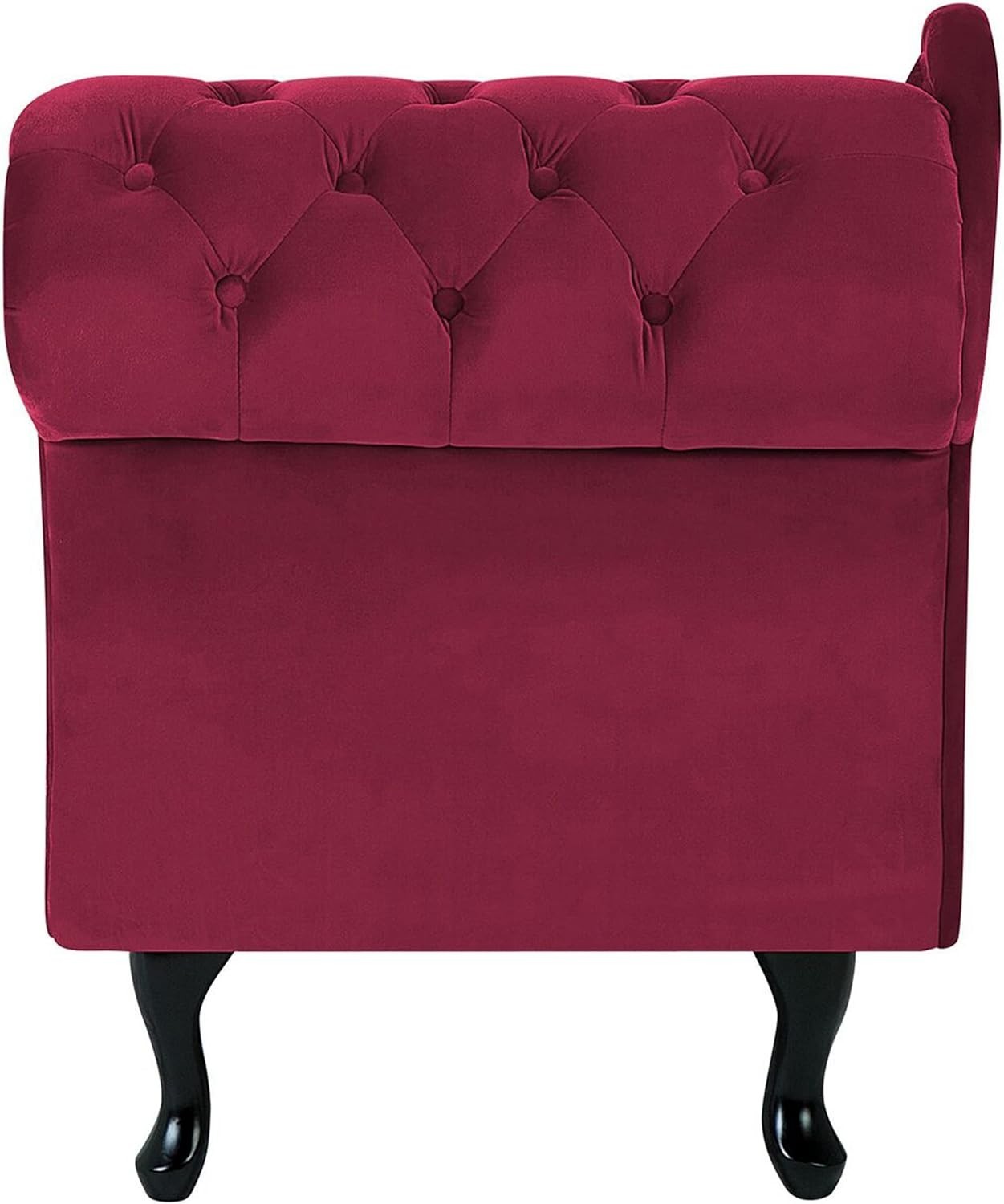Velvet Chesterfield Chaise Lounge Right Hand Sofa Tufted Burgundy Seat