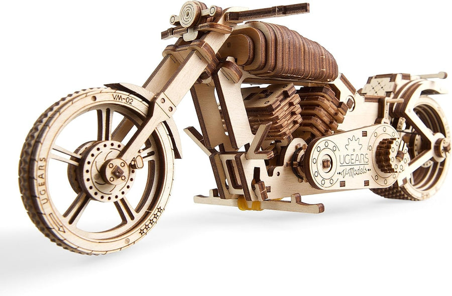 3D Wooden Motorcycle Puzzle Model Kit with Rubber Band Motor – Fun & Educational