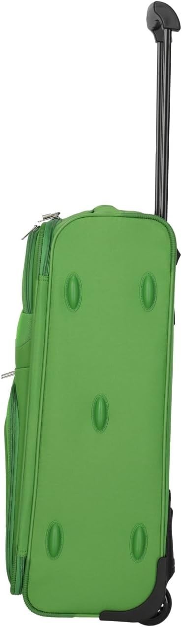 Medium Travel Suitcase Soft Shell 2 Wheel Trolley 63cm 58L Green