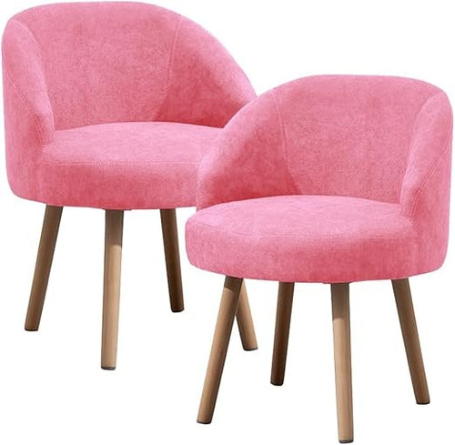 Set of 2 Pink Accent Tub Chairs Small Lounge Sofa Upholstered Fabric