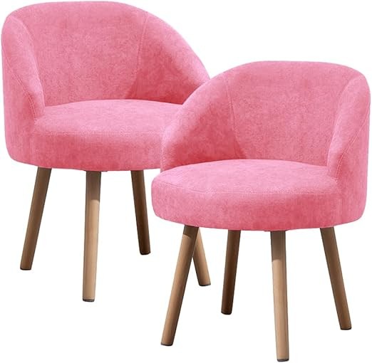 Set of 2 Pink Accent Tub Chairs Small Lounge Sofa Upholstered Fabric