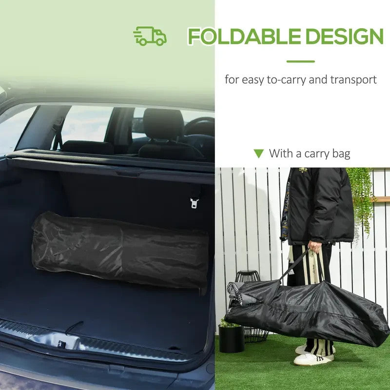 Folding Padded Camping Bed Sun Lounger Recliner w/ Cup Holder Black
