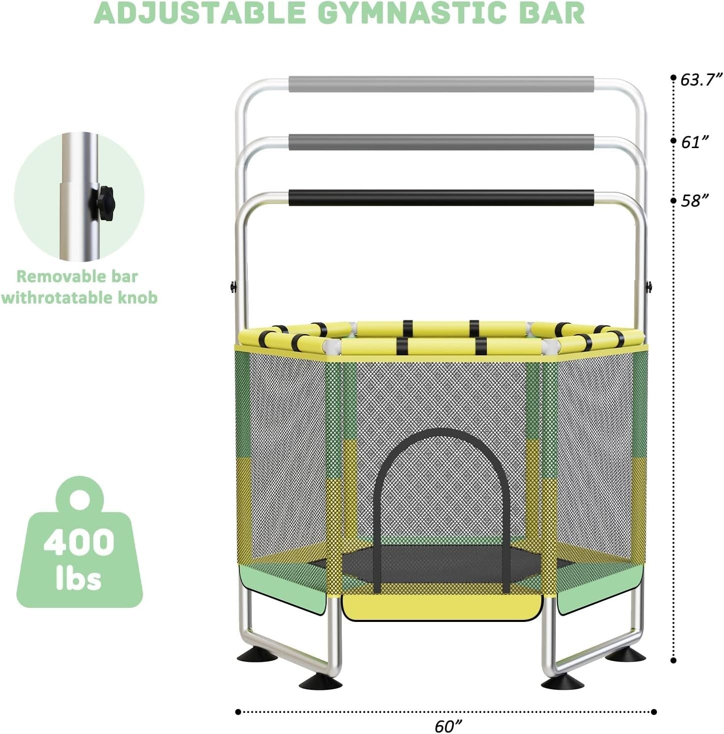 Kids Indoor Outdoor Rebounder Trampoline with Safety Net 60in Ages 3–8