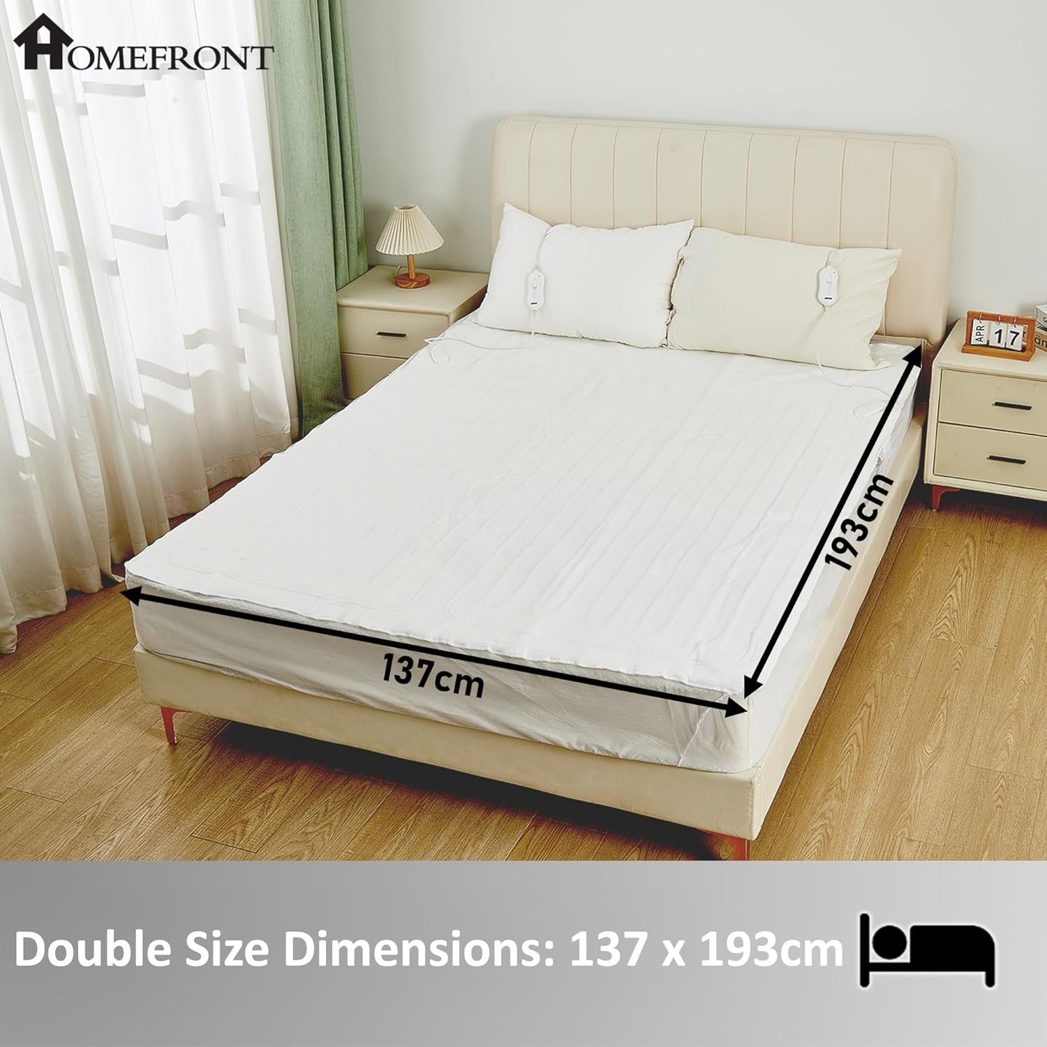 Double Electric Underblanket Fitted Mattress Cover Dual Control Washable Bed War