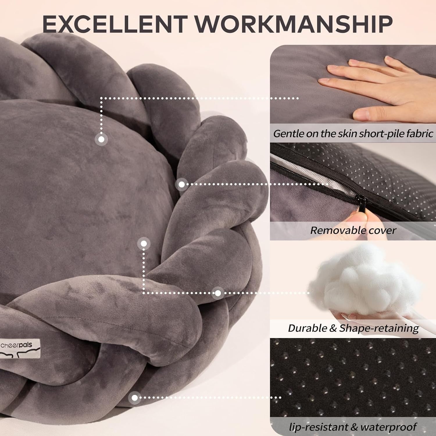 Large Orthopedic Cat Bed Braided Pet Sofa Washable Cushion Cozy Nest