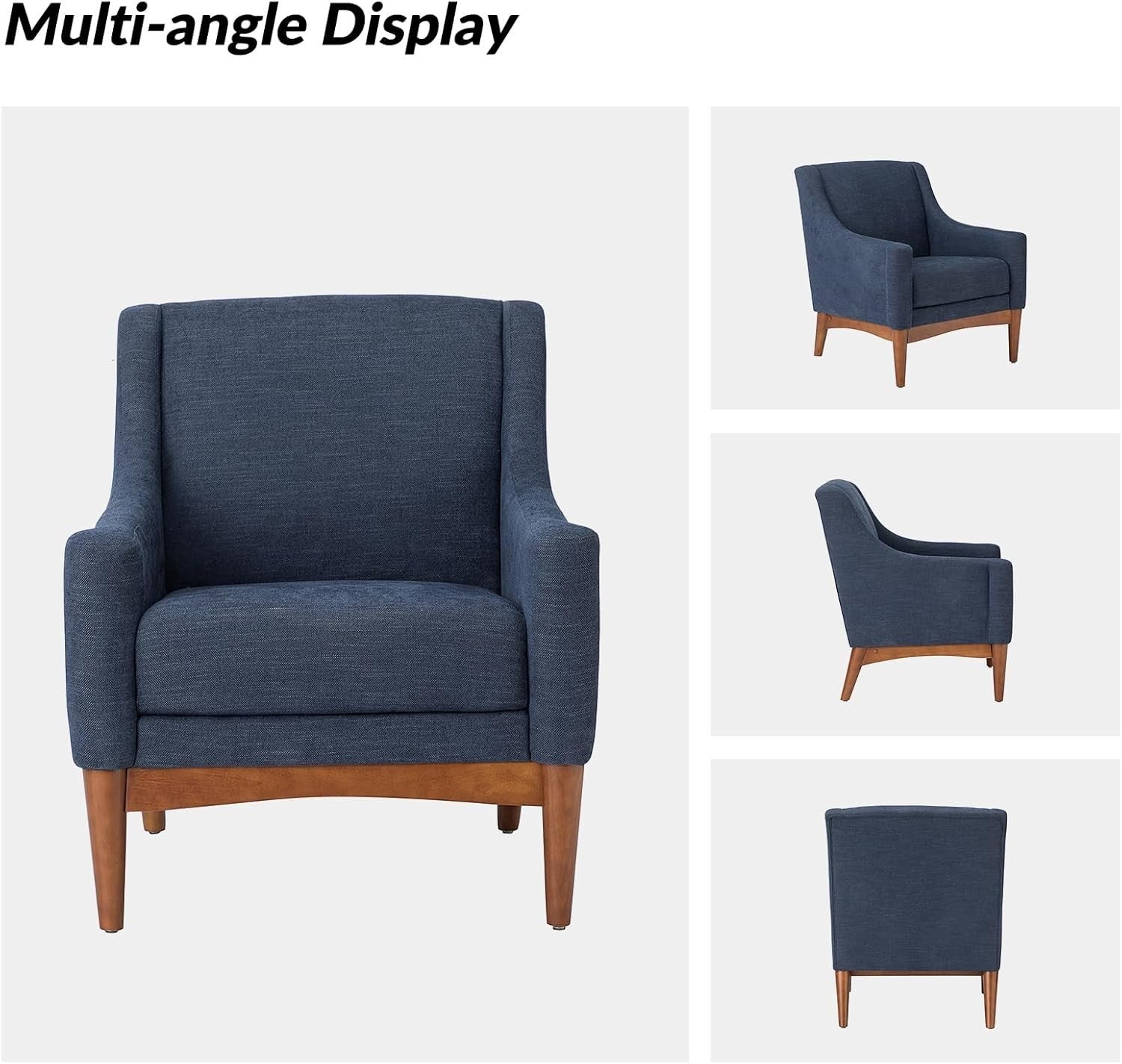 Navy Blue Accent Armchair Modern Lounge Chair for Living Room or Office