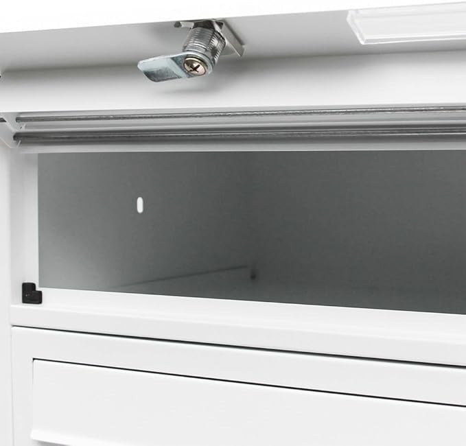 4 Door White Post Mount Mailbox System Lockable Steel Pillar Stand