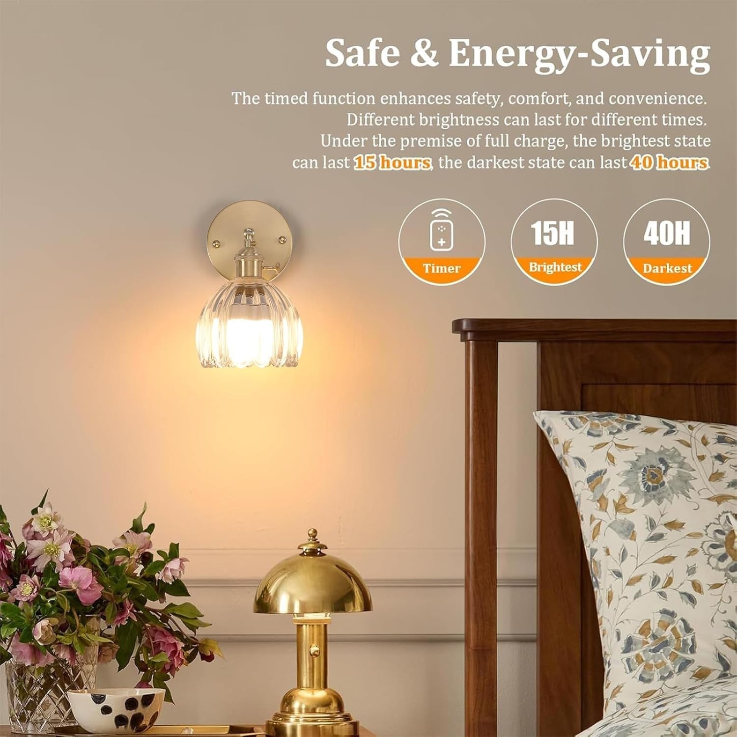 Wireless Rechargeable Wall Sconce with Remote, 12 RGB Colors & Dimmable