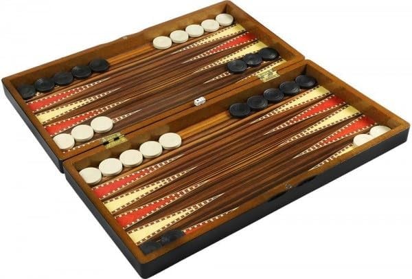 Large Wooden Backgammon Set Folding Board Luxury Traditional Strategy Game
