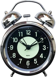 Super Loud Twin Bell Alarm Clock Retro Metal Night Light Heavy Sleepers