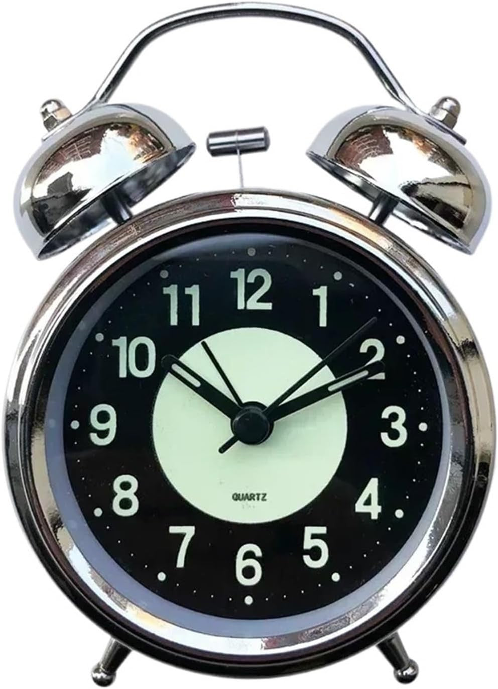 Super Loud Twin Bell Alarm Clock Retro Metal Night Light Heavy Sleepers
