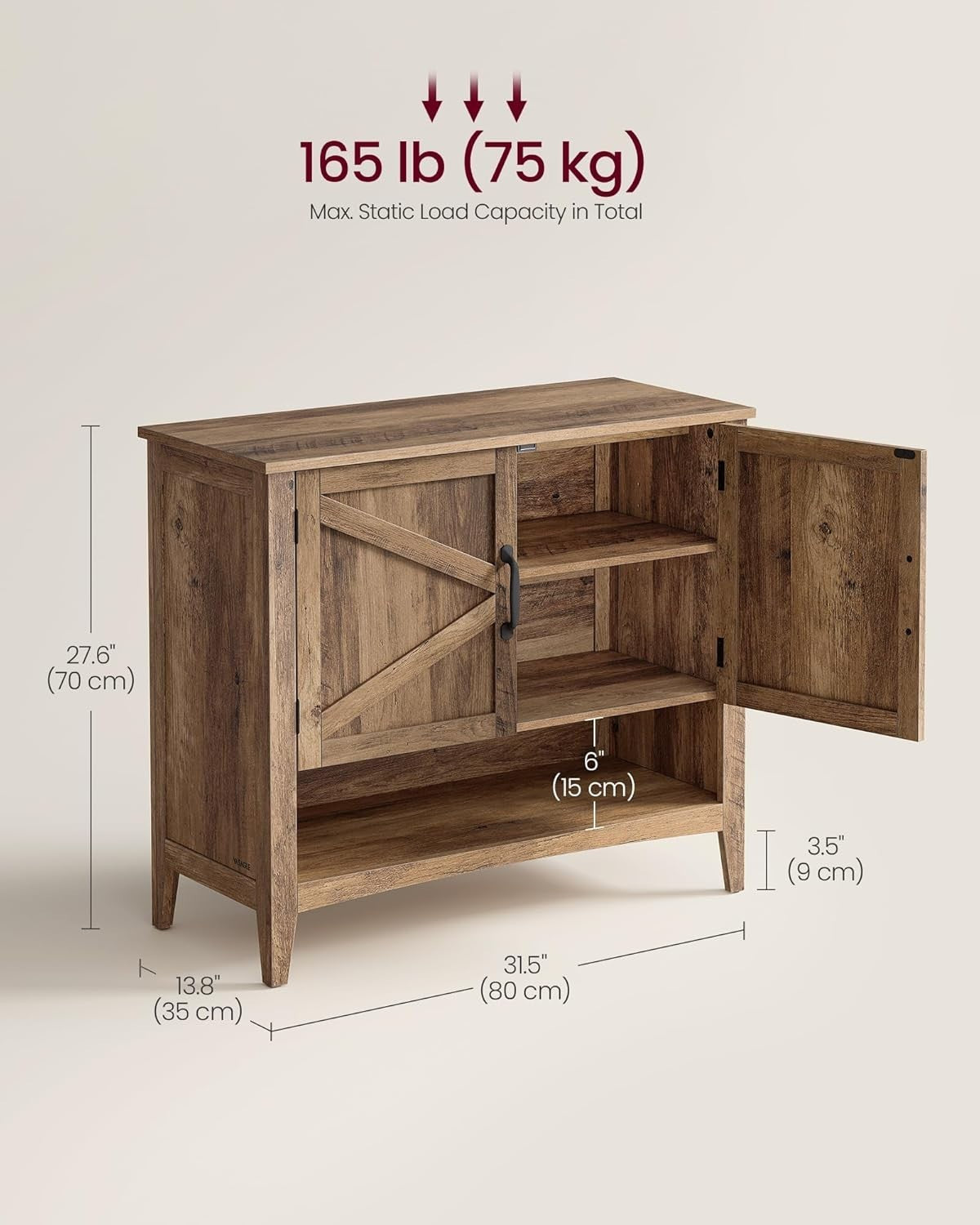 Honey Brown Shoe Cabinet 80x35x70.5cm Adjustable Shelf 9-12 Pair Storage