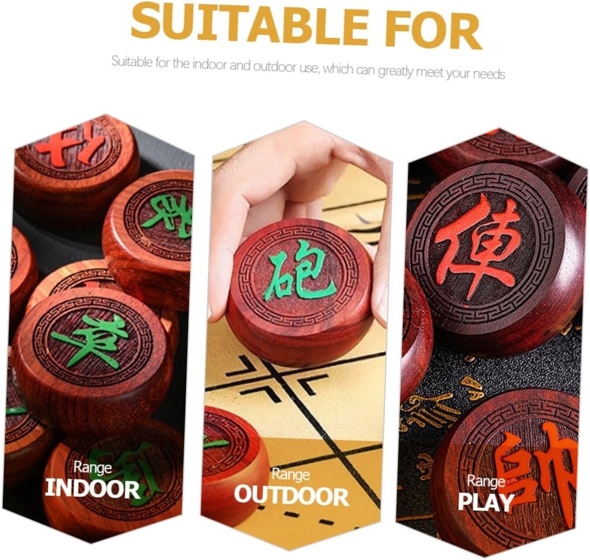 Rosewood Style Xiangqi Travel Chess Set Wooden Board With Storage