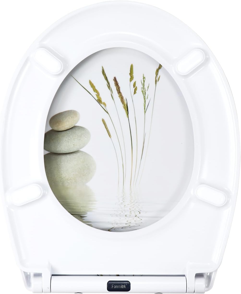 Colourful Pattern Soft Close Toilet Seat Quick Release Top-Fix 45x37cm
