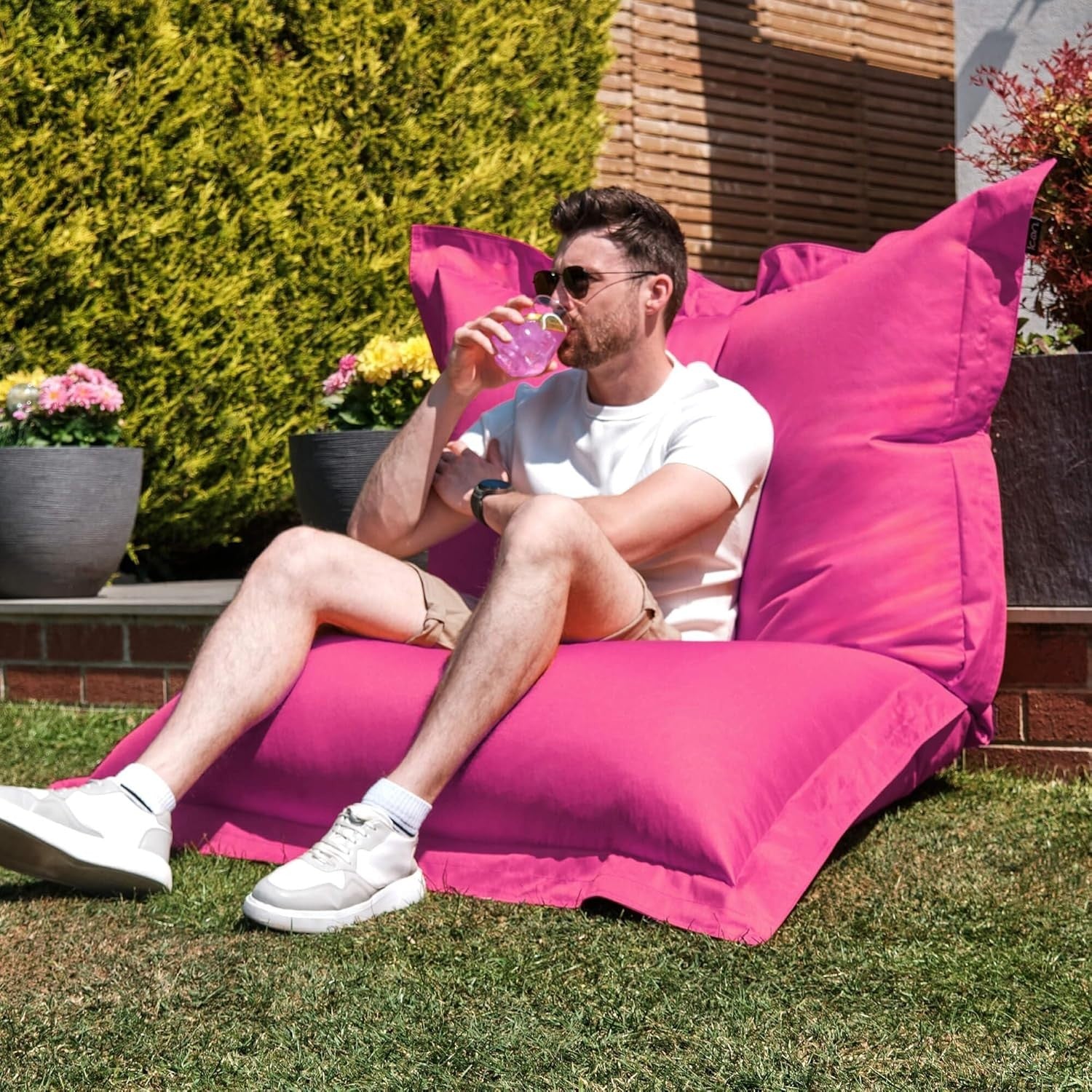 XXL Pink Outdoor Bean Bag Chair Waterproof 180x140cm Garden Floor Seat