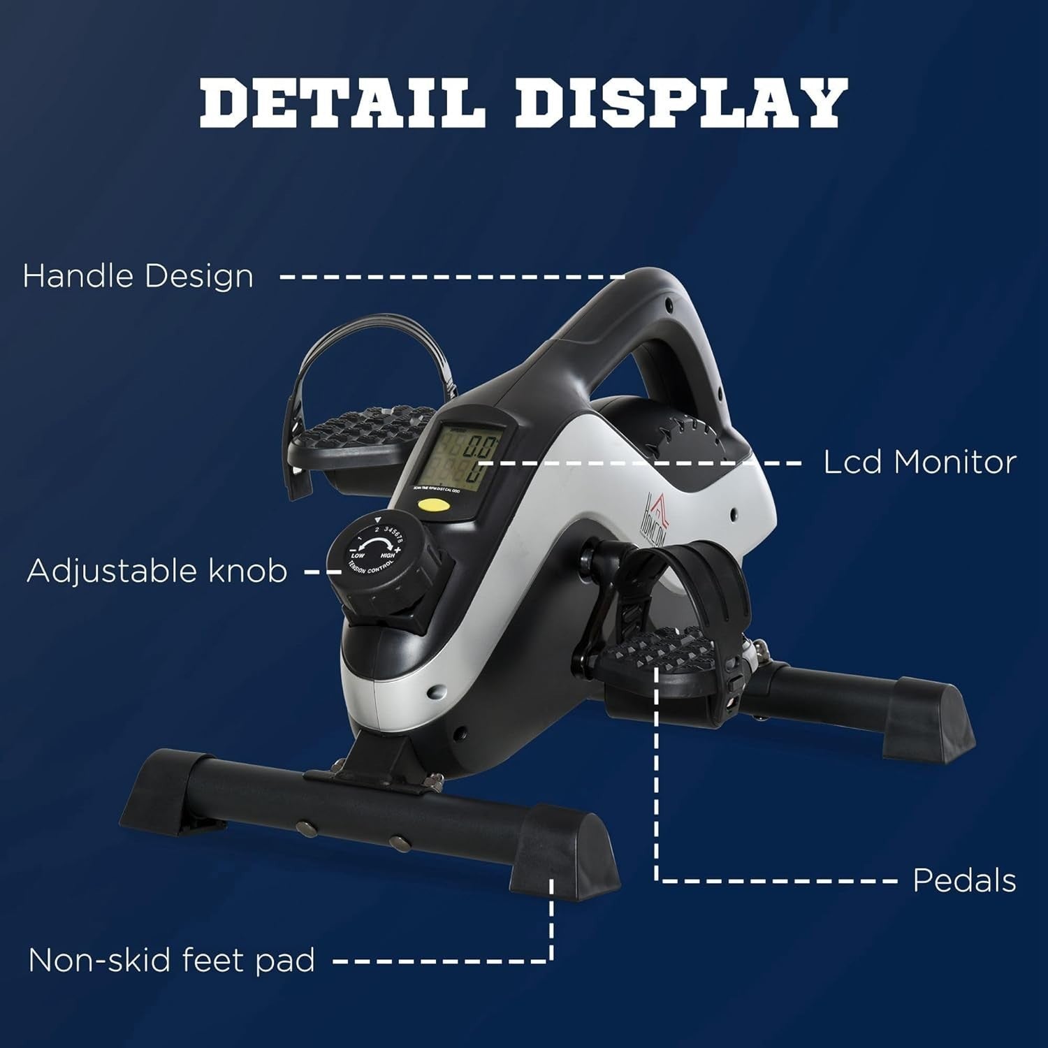 Magnetic Mini Pedal Exerciser 8 Resistance Levels LCD Arm Leg Bike