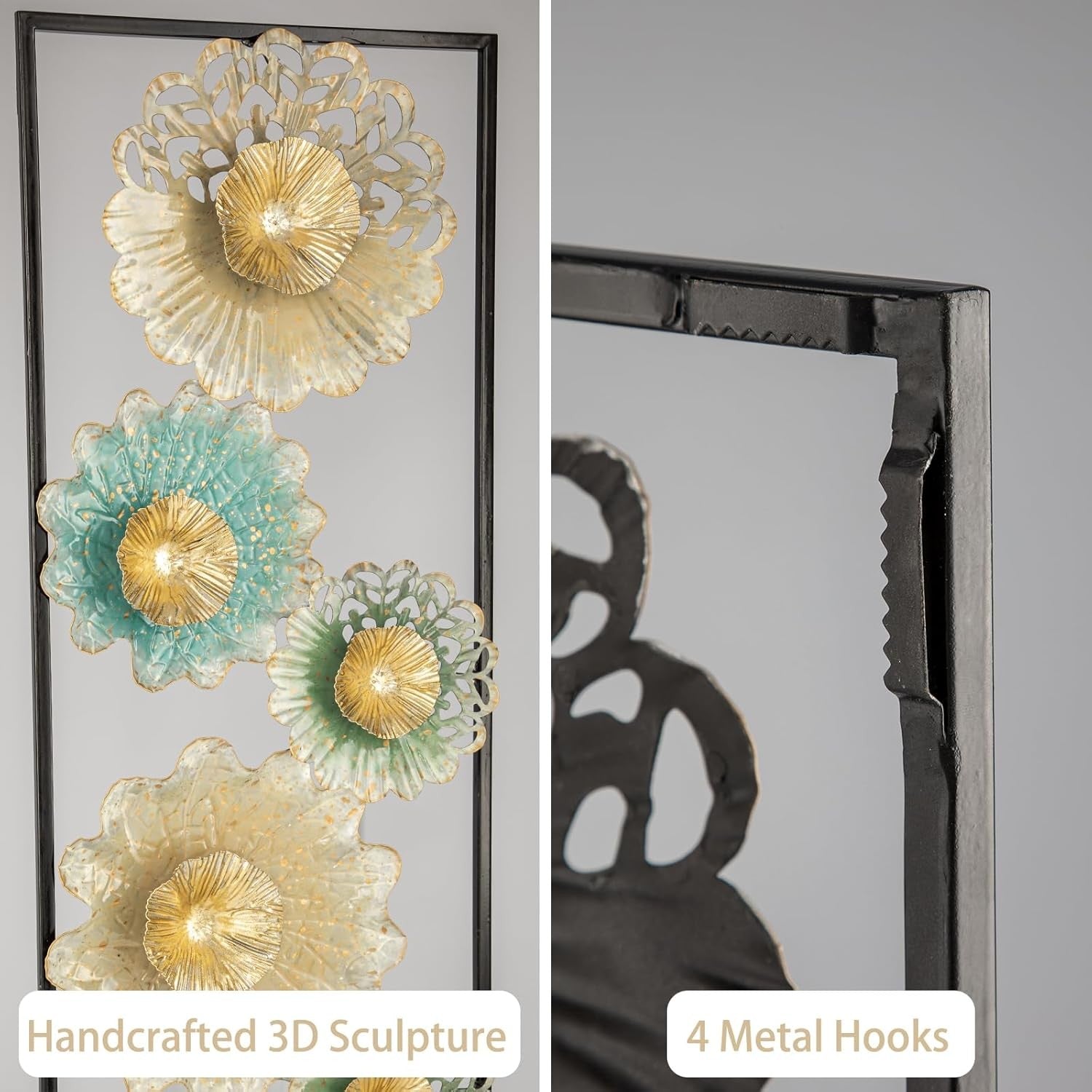 Gold Metal Wall Art Panels 90x31cm Set of 2 Modern Sculpture