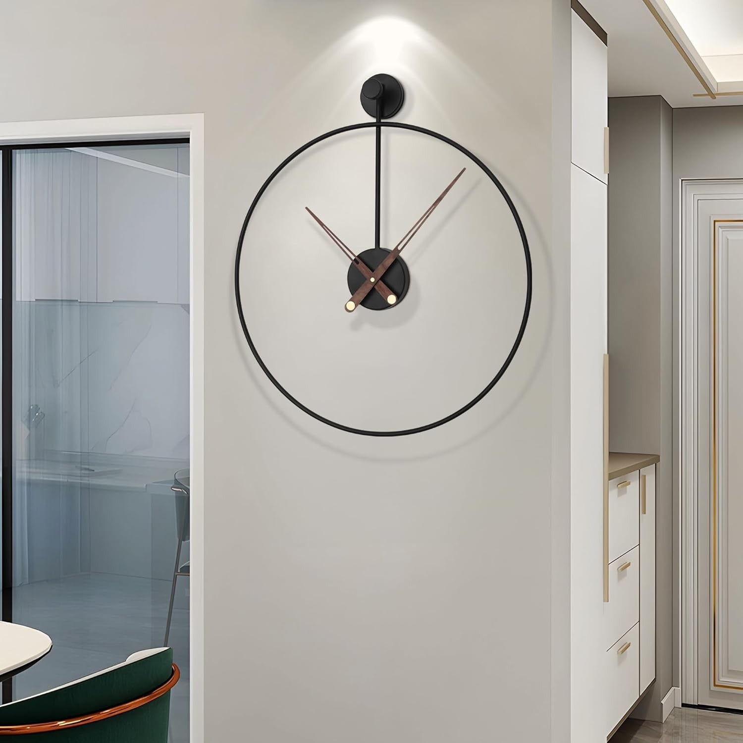 Large 50cm Modern Black Metal Wall Clock Silent Non-Ticking Minimalist Round Dec