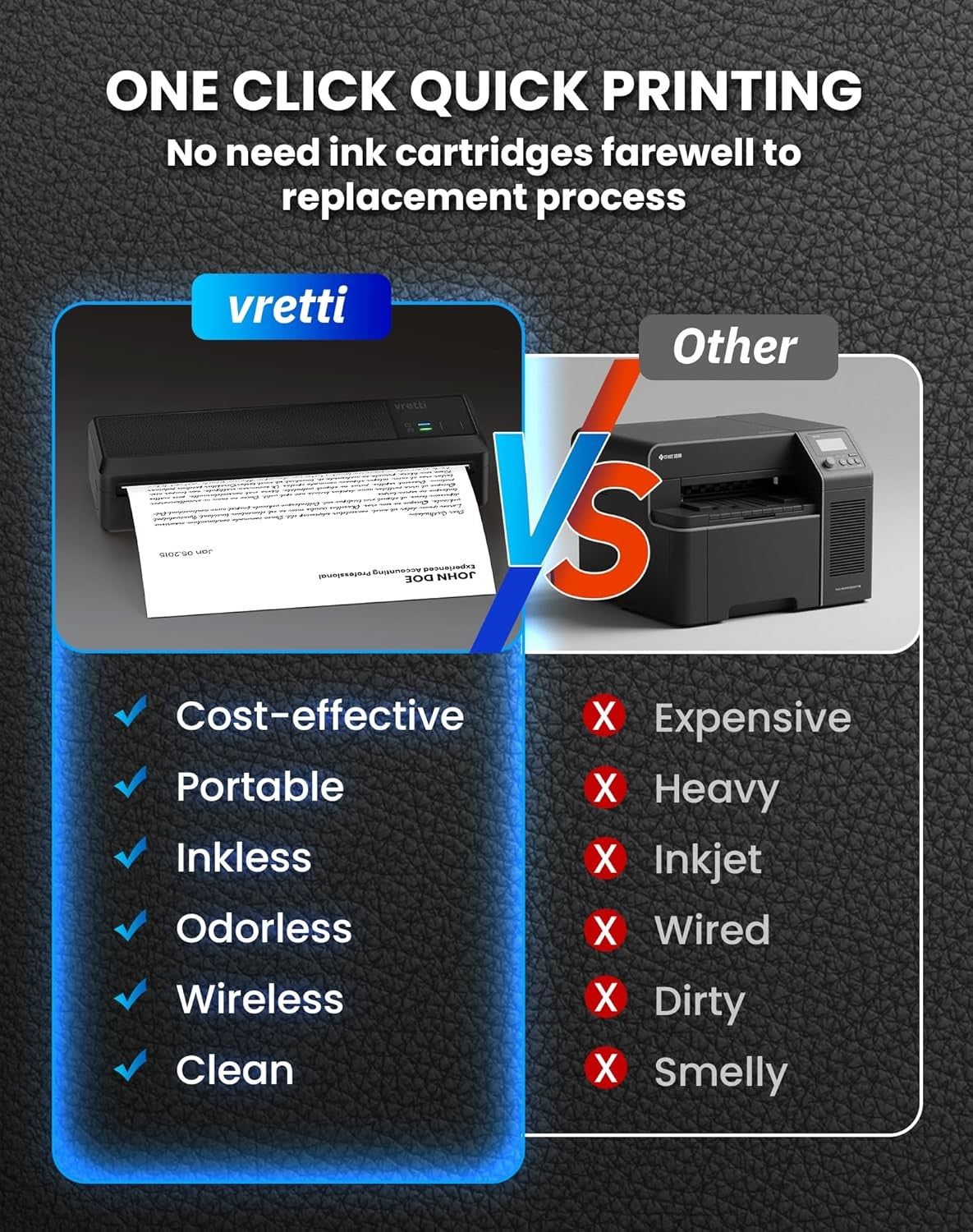 Portable A4 Thermal Printer Bluetooth Inkless Wireless