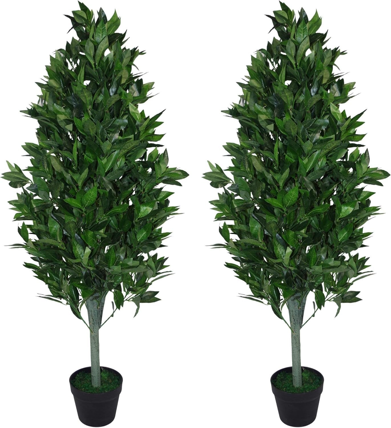 Pair of 120cm Bay Topiary Cone Trees Artificial Pyramid Tall Indoor Outdoor Home
