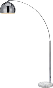 Modern Chrome Arc Floor Lamp with White Marble Base & LED Lighting
