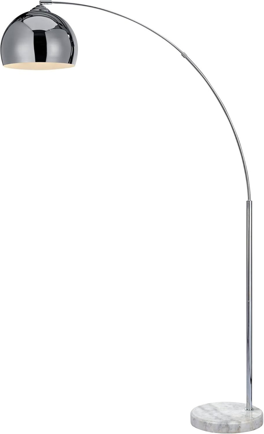 Modern Chrome Arc Floor Lamp with White Marble Base & LED Lighting
