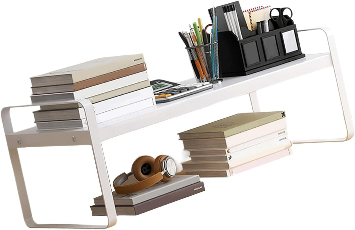 Stackable Desktop Organizer Metal Storage for Office & Kitchen
